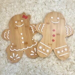 Thyme & Table Gingerbread Man Gingerbread Woman Bamboo Cutting Boards Set of 2